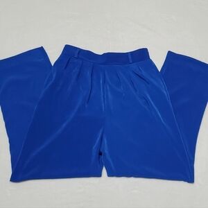 VINTAGE 80s Norton McNaughton Cobalt Blue Crinkle Material High Rise Harem Pants